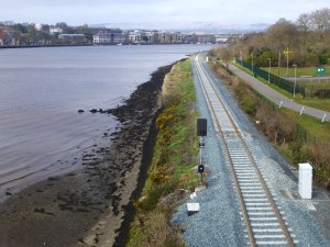 Single Track replaced alongside Lough Foyle (viewed from Peace Bridge) 