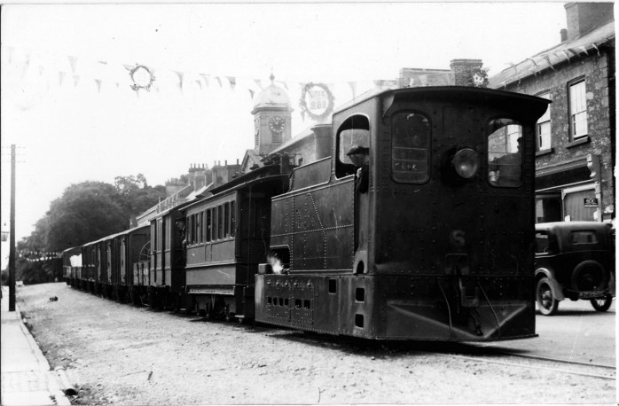 CVR train in Main St Caledon (TG4 photo)