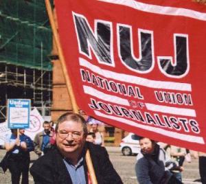 Martin O'Hagan at Belfast May Day March:            Photo © Kevin Cooper