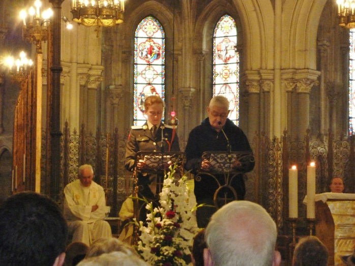 An Army Cadet & Brig. General Carl Dodd read out names on the UN Roll of Honour during Mass in Upper Basilica