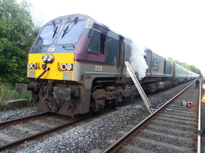 Train loco on fire: Photo PSNI Newry & Mourne via facebook