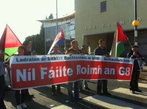 Anti-G8 Protestors: telling the leaders they are not welcome in Fermanagh