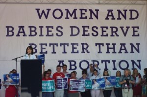 Maria Steen, Iona Institute, addressing rally