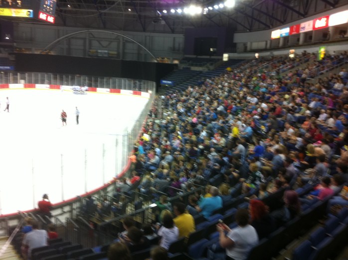 Good crowd at the Odyssey Arena for the ice hockey 