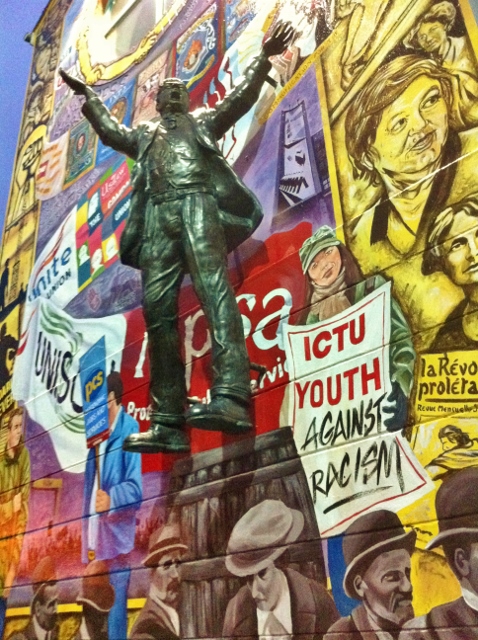 New ICTU Mural Belfast complementing statue of Jim Larkin Photo: © Michael Fisher
