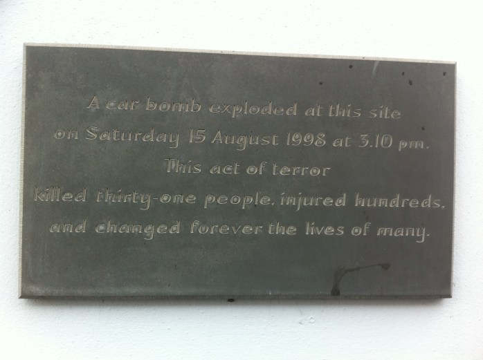 Plaque at site of car bomb, Market Street, Omagh Photo: © Michael Fisher