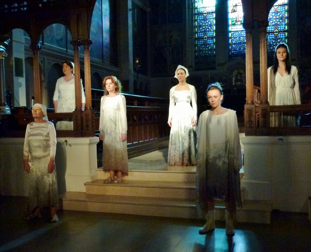 The six 'spirits' from Kabosh come to the end of their story by moonlight Photo: © Michael Fisher