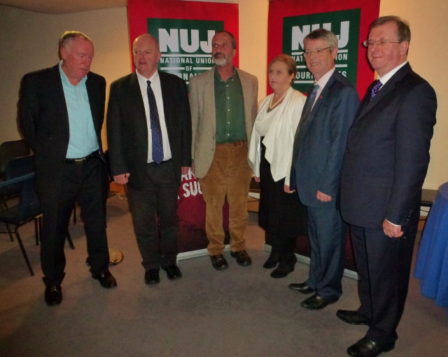 Five of the ten new NUJ life members in Dublin  Photo: © Michael Fisher