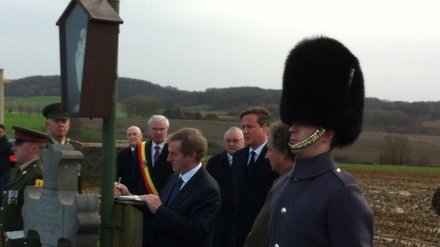 Enda Kenny & David Cameron at grave of Willie Redmond MP  Photo: Irish Embassy Belgium via twitter