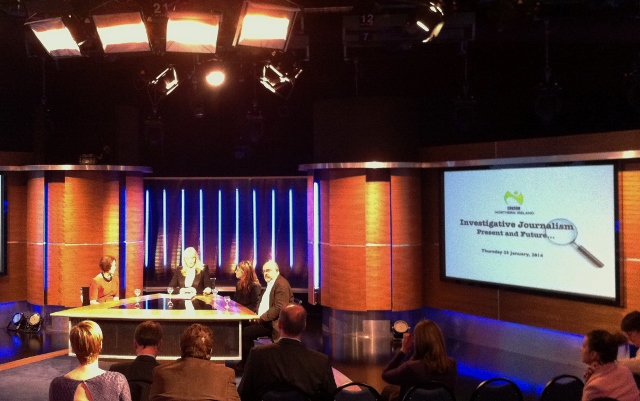 Miriam O'Callaghan introduces Sue Lloyd-Roberts, Stacey Dooley and John Sweeney  Photo: Michael Fisher