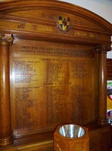 WW1 Memorial in chapel at Wimbledon College SJ  Photo:  © Michael Fisher