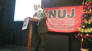 NUJ Belfast & District Branch Chair Bob Miller opens the seminar  Photo: © Michael Fisher 