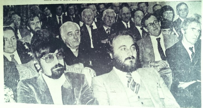 A section of the crowd who attended the official opening of the new Bose Ireland factory at Carrickmacross last Friday. Included in the picture are Dr. Rory O'Hanlon, T.D.; Deputy J. Leonard, T.D.; Mr. T.J. Finlay, Chairman of Carrickmacross U.D.C., and Mr. P. McEneaney, M.C.C., Carrickmacross  Photo:  © Northern Standard 
