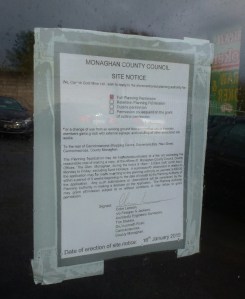 Planning Notice posted on door of the commercial unit on January 16th 2015  Photo: © Michael Fisher  