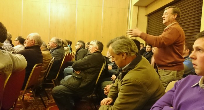 A farmer asks a question about flooding at the CAP roadshow Photo: © Michael Fisher