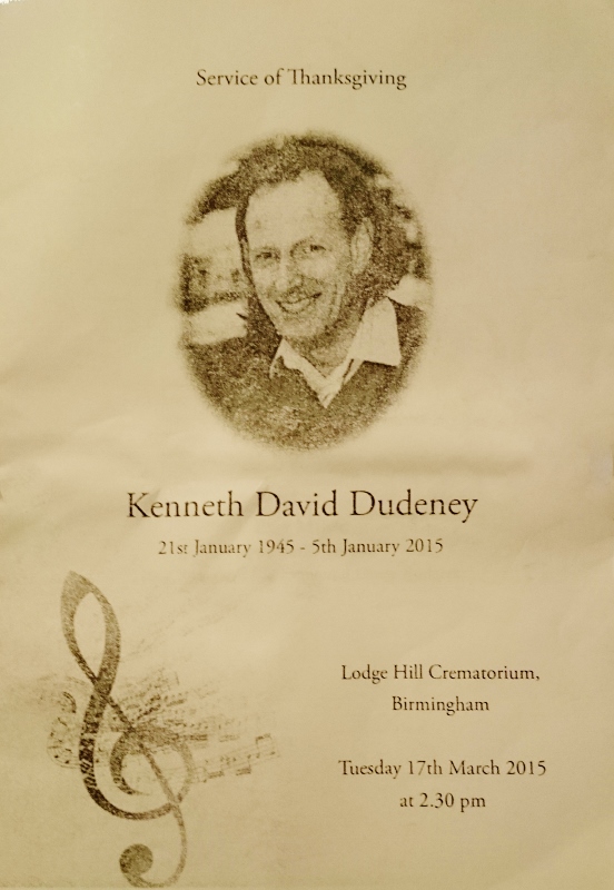 Order of Service: Ken Dudeney RIP