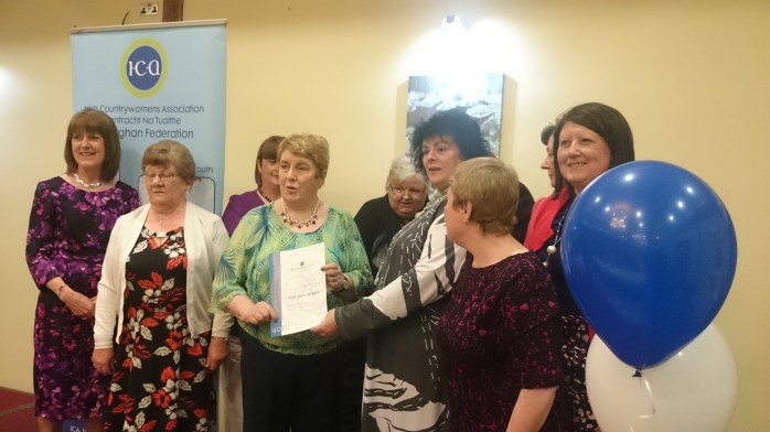 ICA President Liz Wall presents members of Ballybay Guild with their long service certificates Photo: © Michael Fisher