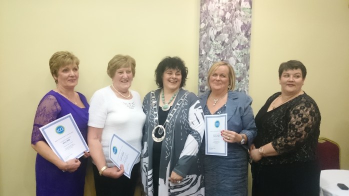 ICA President Liz Wall presents members of Ballybay Guild with their long service certificates Photo: © Michael Fisher