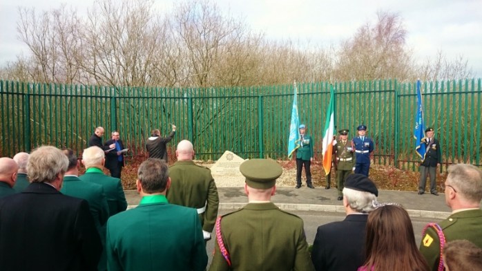 Blessing of commemorative stone by army chaplain Fr Bernard McKay Morrissey, CF Dundalk  Photo:  © Michael Fisher