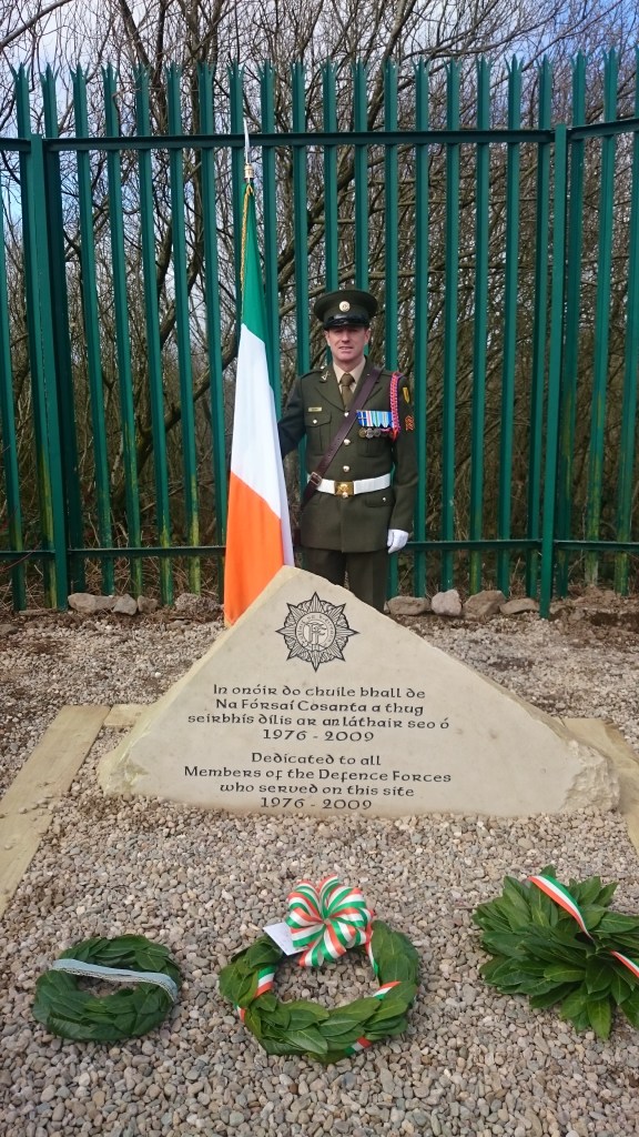 Commemorative stone for DF members who served in Monaghan Barracks 1976-2009, designed by Marc Kelly, Emyvale. Photo:  © Michael Fisher