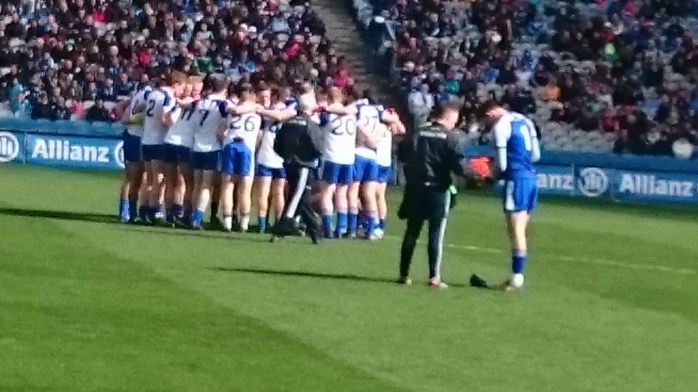 Monaghan huddle before the throw-in Photo: © Michael Fisher 