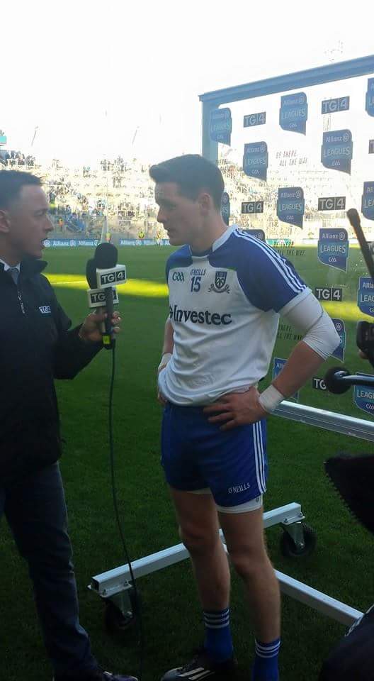 Conor McManus (Monaghan) receives Man of the Match award Photo: Monaghan GAA