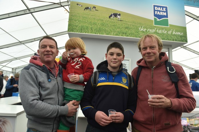 Patrick Corrigan, Jamie Corrigan, Luke Comiskey and Anthony Byrne from Monaghan town pictured at the Dale Farm stand at the recent Balmoral Show.