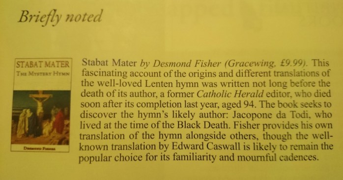 Book Reviews: Catholic Herald May 8th 2015 p.36
