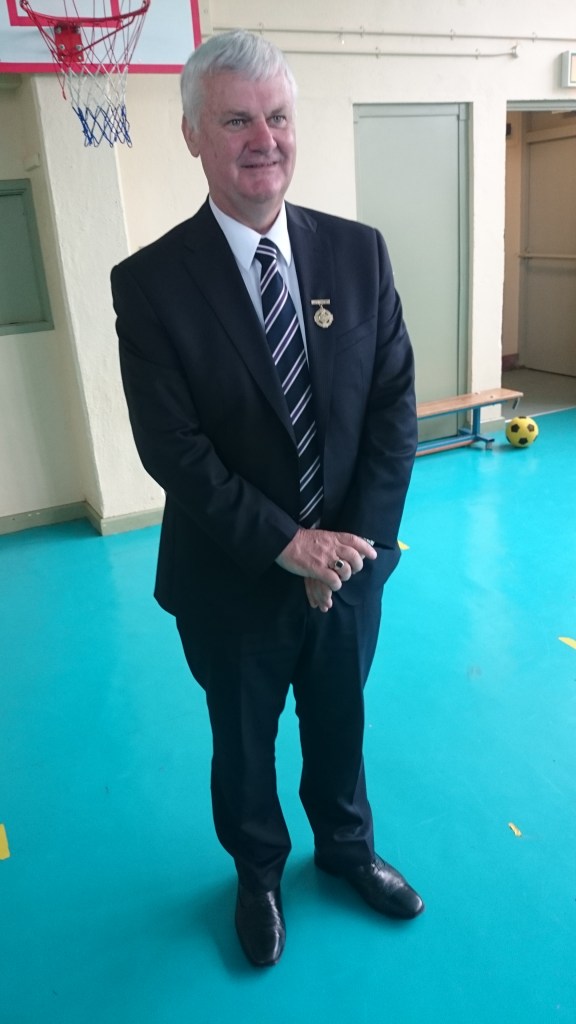 GAA President Aoghan Ó Fearghail at St Joseph's Boys NS Carrickmacross  Photo:  © Michael Fisher