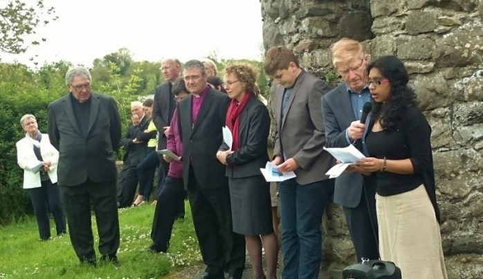 Two students from Largy College Clones speak about their faith during the ecumenical service  Photo:  © Michael Fisher