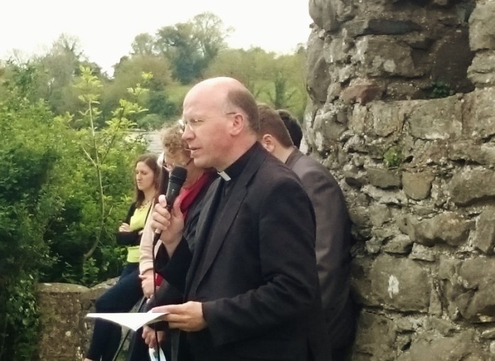 Fr Billy Swan CC, St Aidan's Enniscorthy, giving a talk on St Columbanus after the ecumenical service Photo:  © Michael Fisher