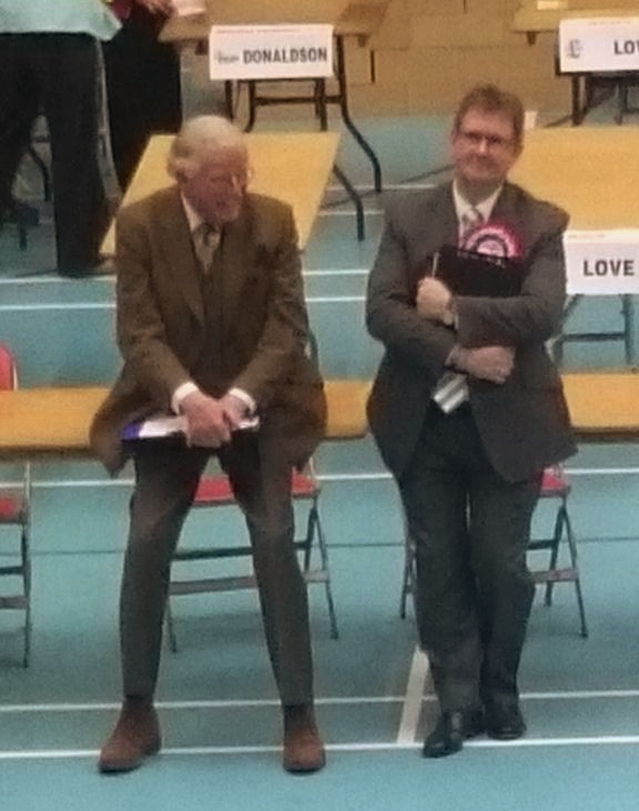Jeffrey Donaldson (DUP) at the Lisburn count centre Photo: © Michael Fisher