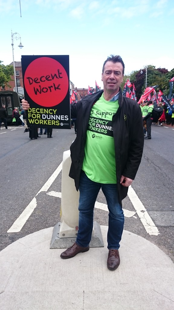 Mandate General Secretary and ICTU President John Douglas at the Dunnes Stores march and rally  Photo:  © Michael Fisher