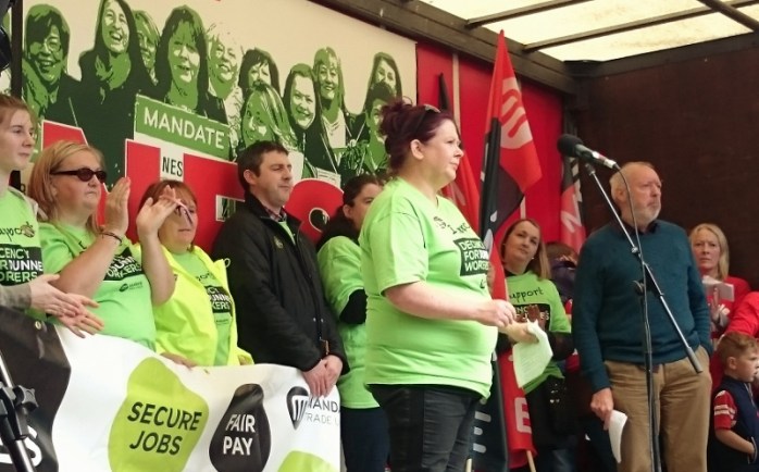 Dunnes Stores worker Muireann Dalton who addressed the rally Photo:  © Michael Fisher
