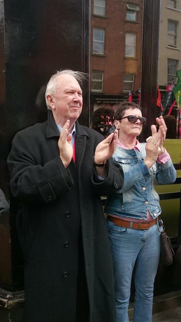 UNITE Regional Secretary Jimmy Kelly applauds one of the speakers at the rally  Photo:  © Michael Fisher