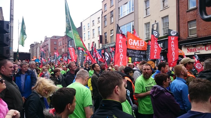 Crowd at the rally supporting Dunnes Stores workers Photo:  © Michael Fisher