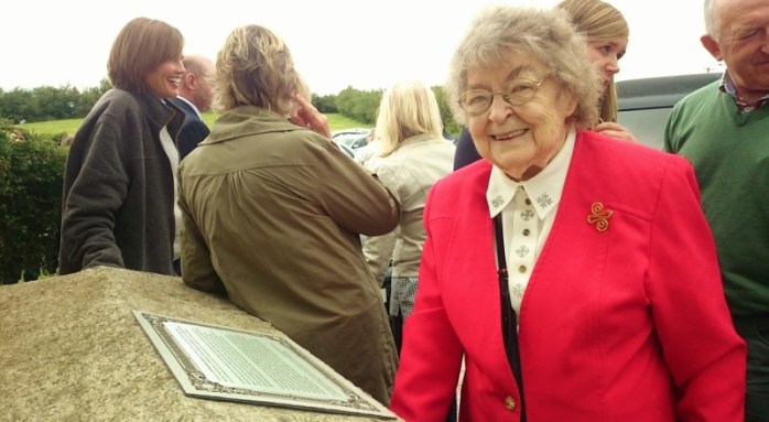 Dr Mac Carvill's daughter Maire Brady from Cork at the memorial to her father Photo:  © Michael Fisher  
