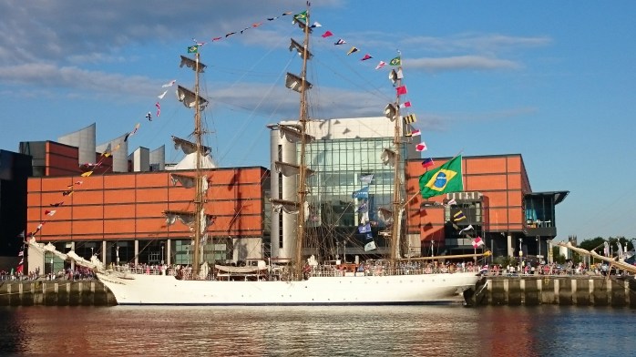Cisne Blanco from Brazil moored at the SSE Arena drew the crowds on Day 1 Photo: © Michael Fisher
