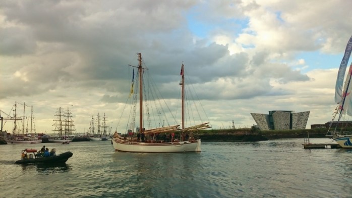 The view crossing from the channel from the Titanic Quarter side across to York Dock by water taxi Photo:  © Michael Fisher