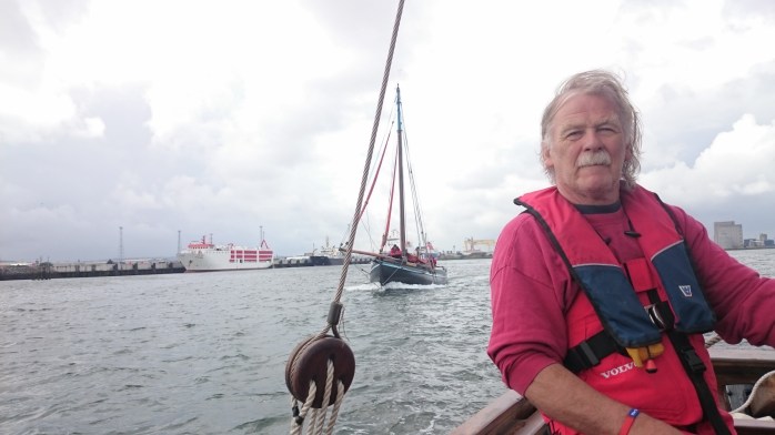 Michael Brogan skippers Mac Duach as she leaves Belfast Lough, followed by Naomh Crónán  Photo:  © Michael Fisher